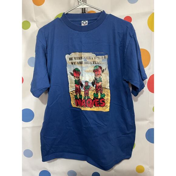 Vintage Tee “Be Very Very Quiet We Are Hunting Iwaqies” Graphic Med - Picture 6 of 10